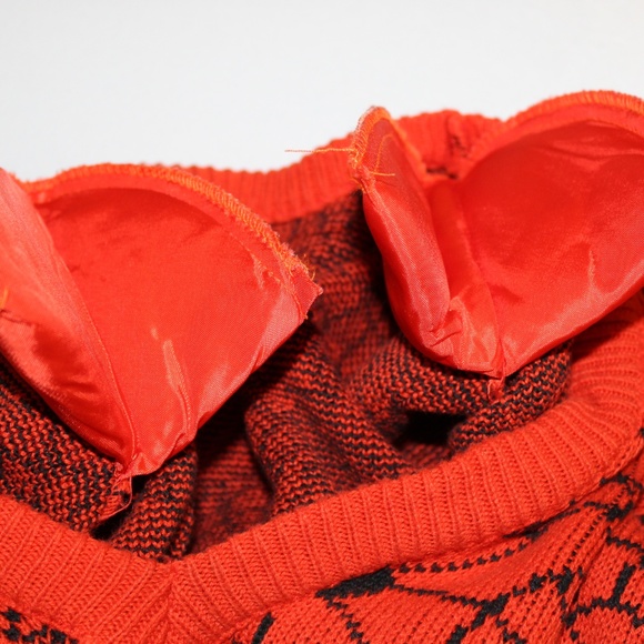 Vintage Floral Sweater Medium Oversized Red Orange - Picture 6 of 8